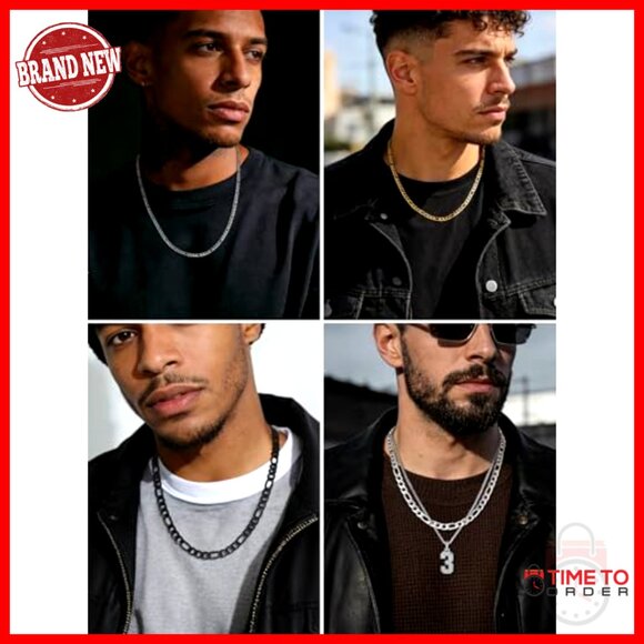 Stainless Steel Figaro Chain Necklace Unisex 18-30 Inch 3-12mm Width - Picture 5 of 7